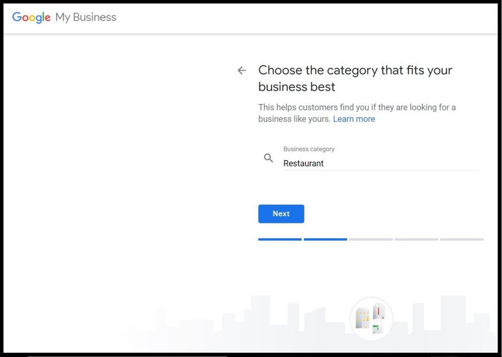 google my business categories