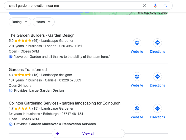 google showing justifications